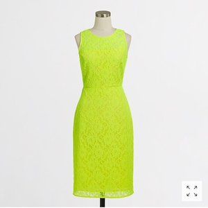 J. Crew J.Crew Neon Green Yellow Lace Shift Dress NWT Sz 0
